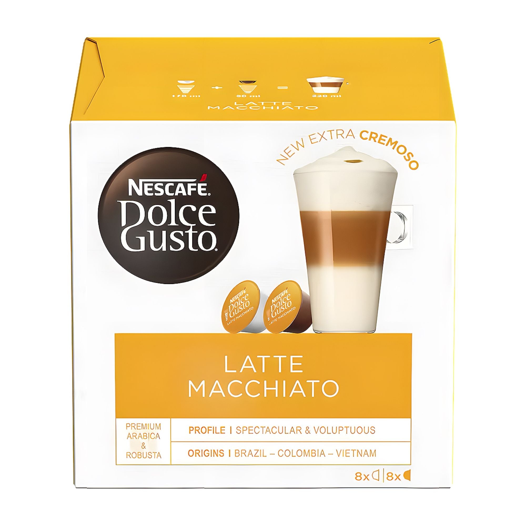 Nescafe Dolce Gusto Latte Macchiato coffee capsules, 8 Cups