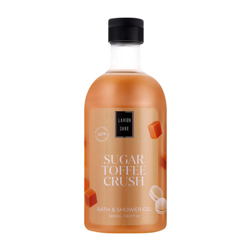 Bottle of Lavish Care Sugar Toffee Crush bath and shower gel on a white background