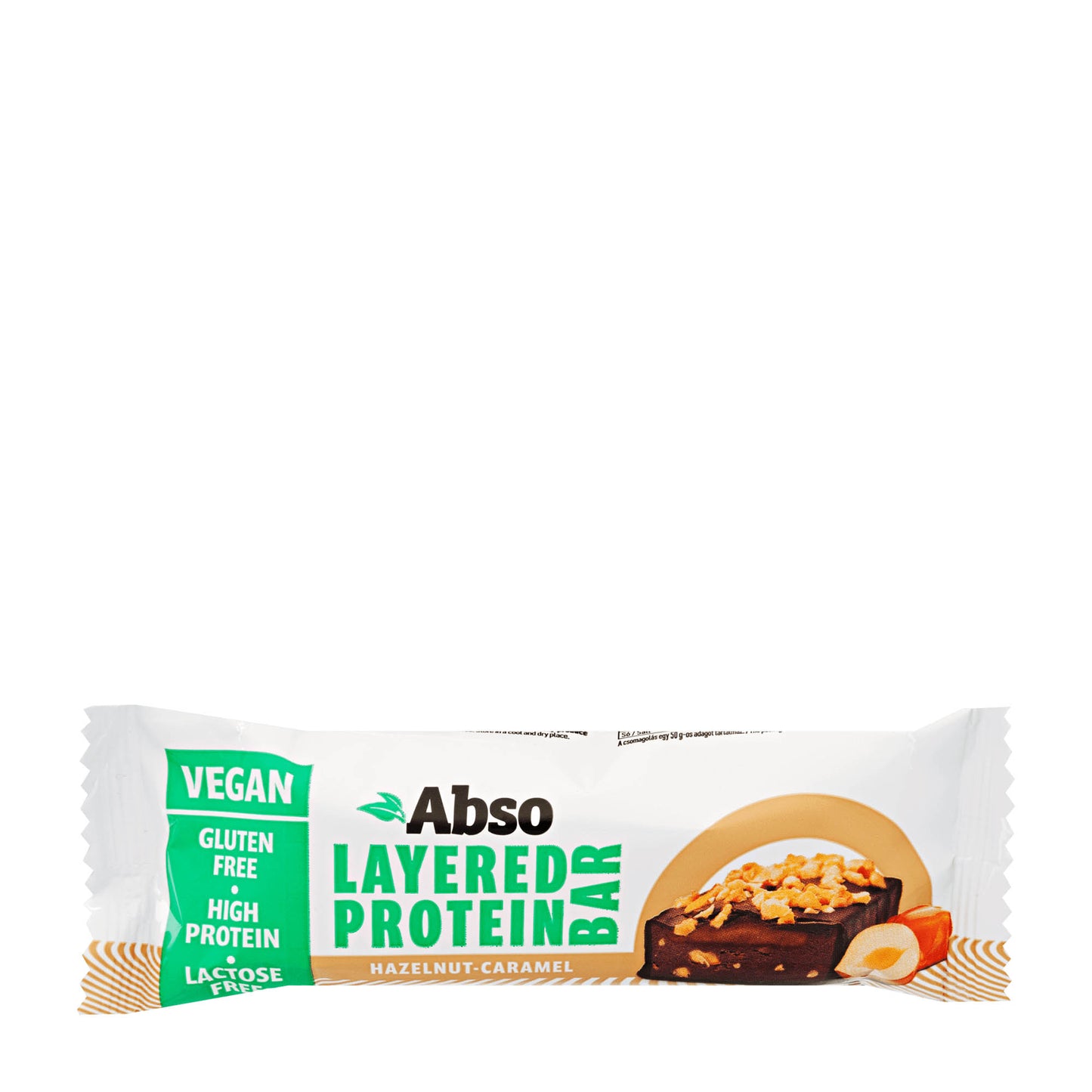 Abso Layered Hazelnut-Caramel Vegan Protein Bar, 50 g