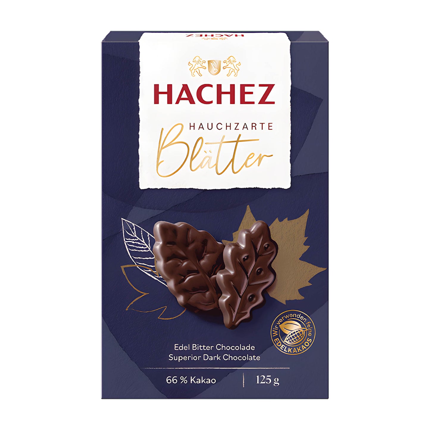 Hachez Superior 66 % Kakao, dunkle Schokoladenblätter, 125 g