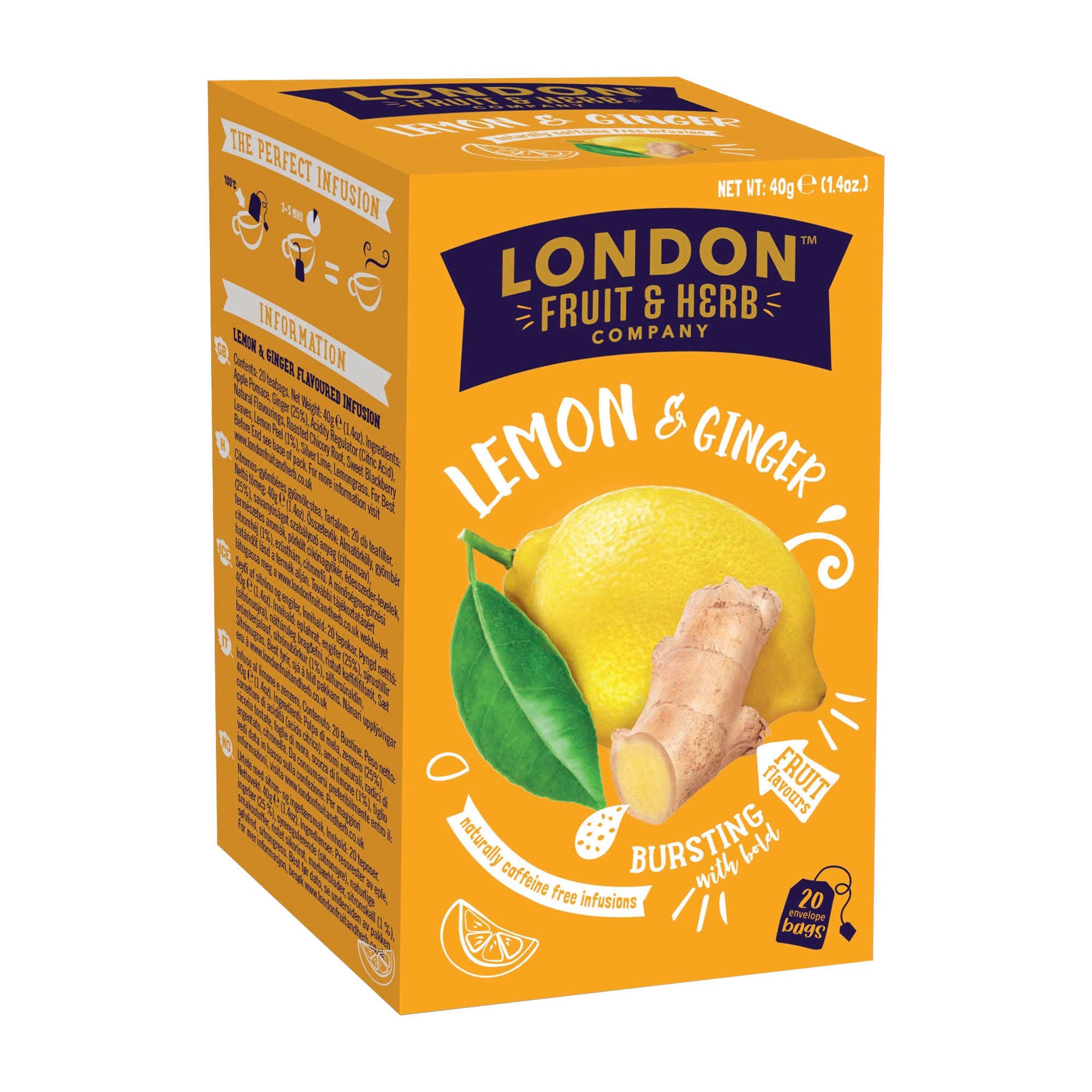 London Thé aux fruits Citron et Gingembre, 20 unités