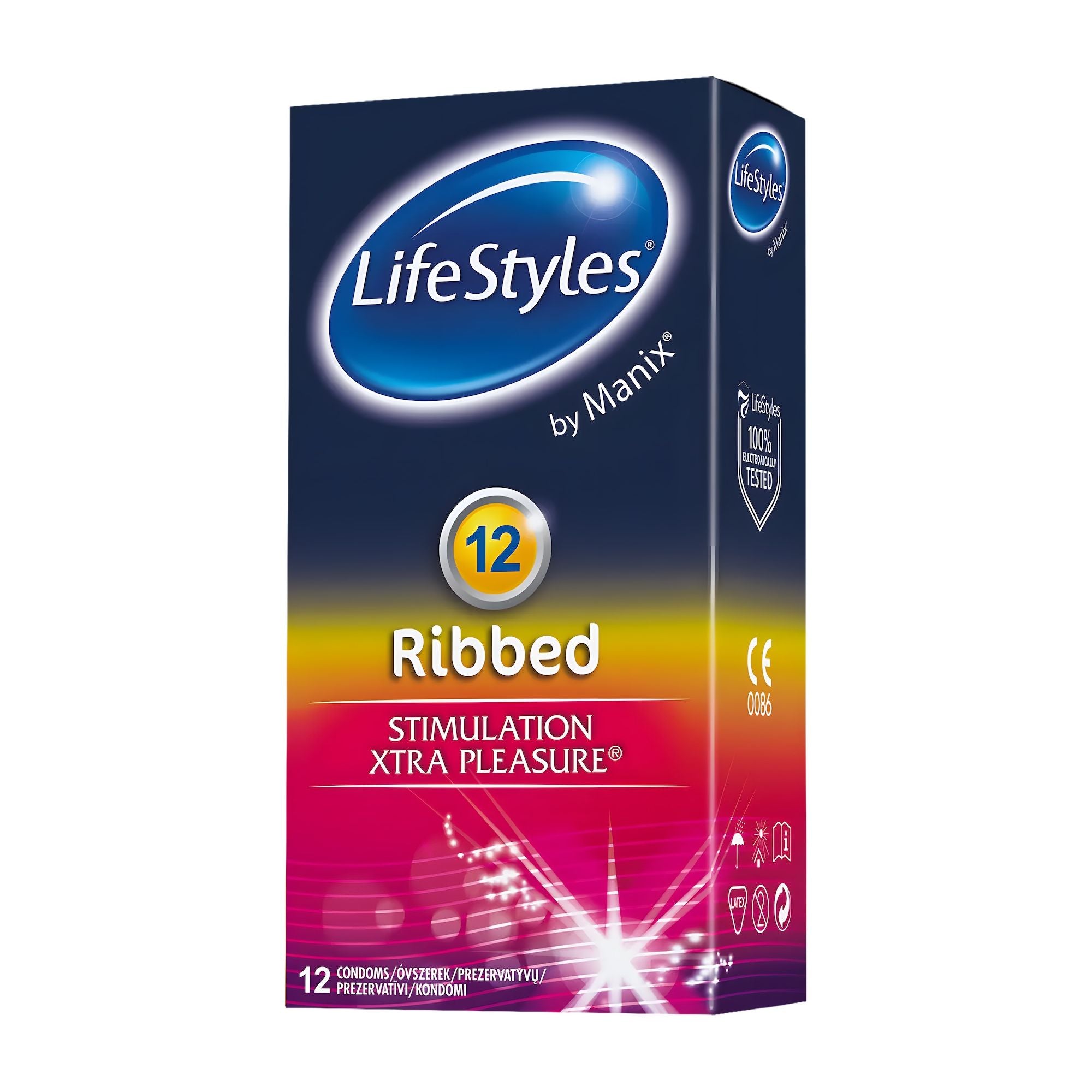 LifeStyles Préservatifs Ribbed, 12 unités