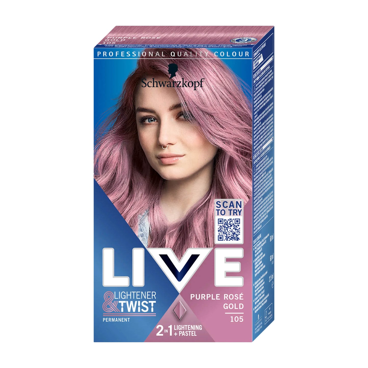 Schwarzkopf LIVE 105 Purple Rose Gold lightener + pastel color