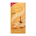 Lindt Lindor Golden Caramel white chocolate bar packaging on a white background