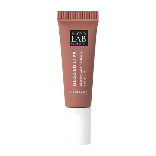 Glazed Lips Choco Glaze lip balm tube with 'Elyn's Lab' branding on a white background