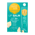 Bondi Sands sweet vanilla lip balm packaging with SPF 50+ on a white background