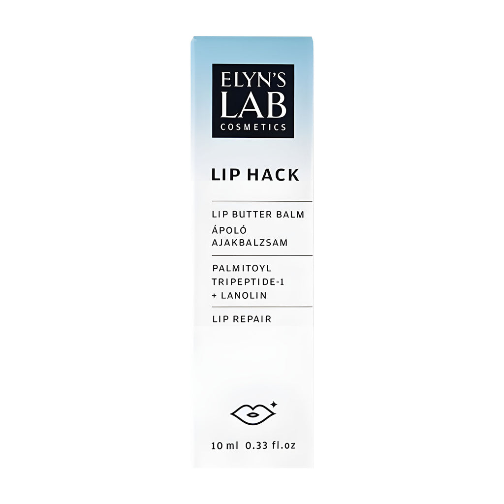 Elyn's Lab Cosmetics Lip Hack lip butter balm packaging on a white background