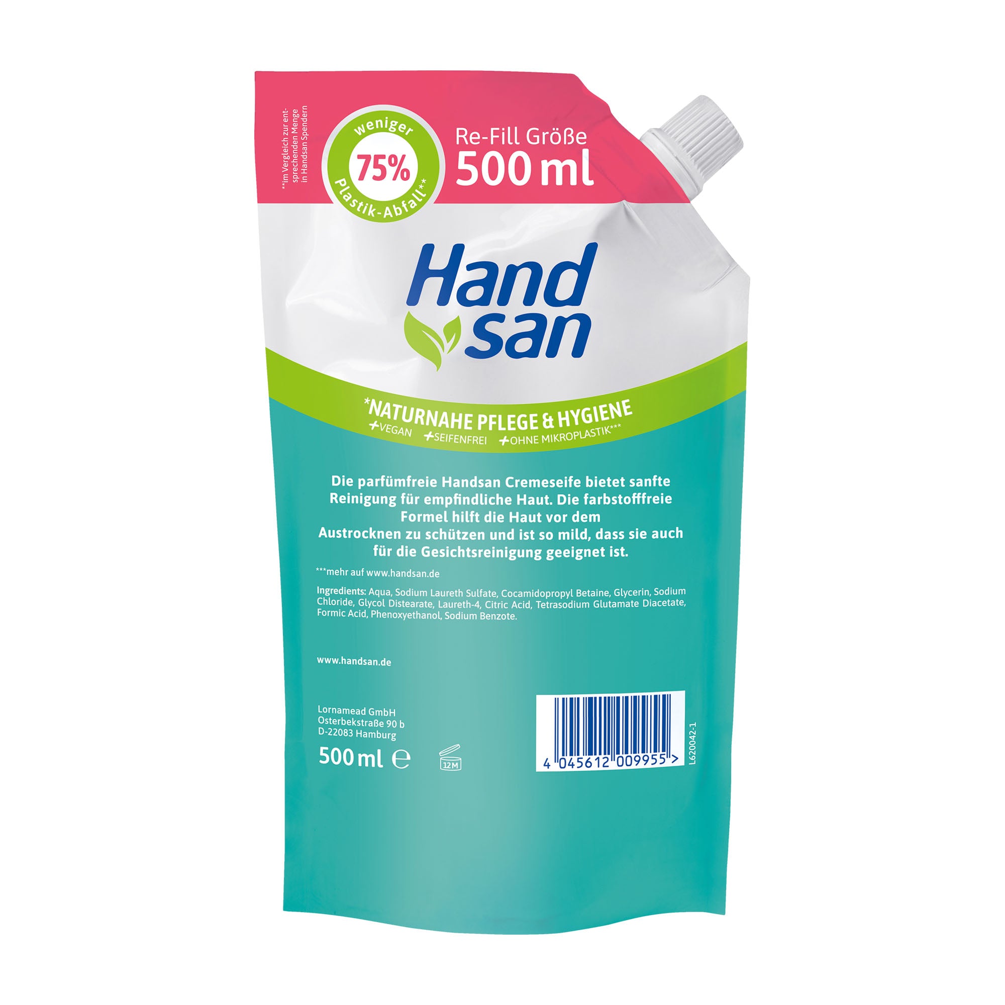 Handsan Parfümfrei Sensitiv Flüssigseife Nachfüller, 500 ml