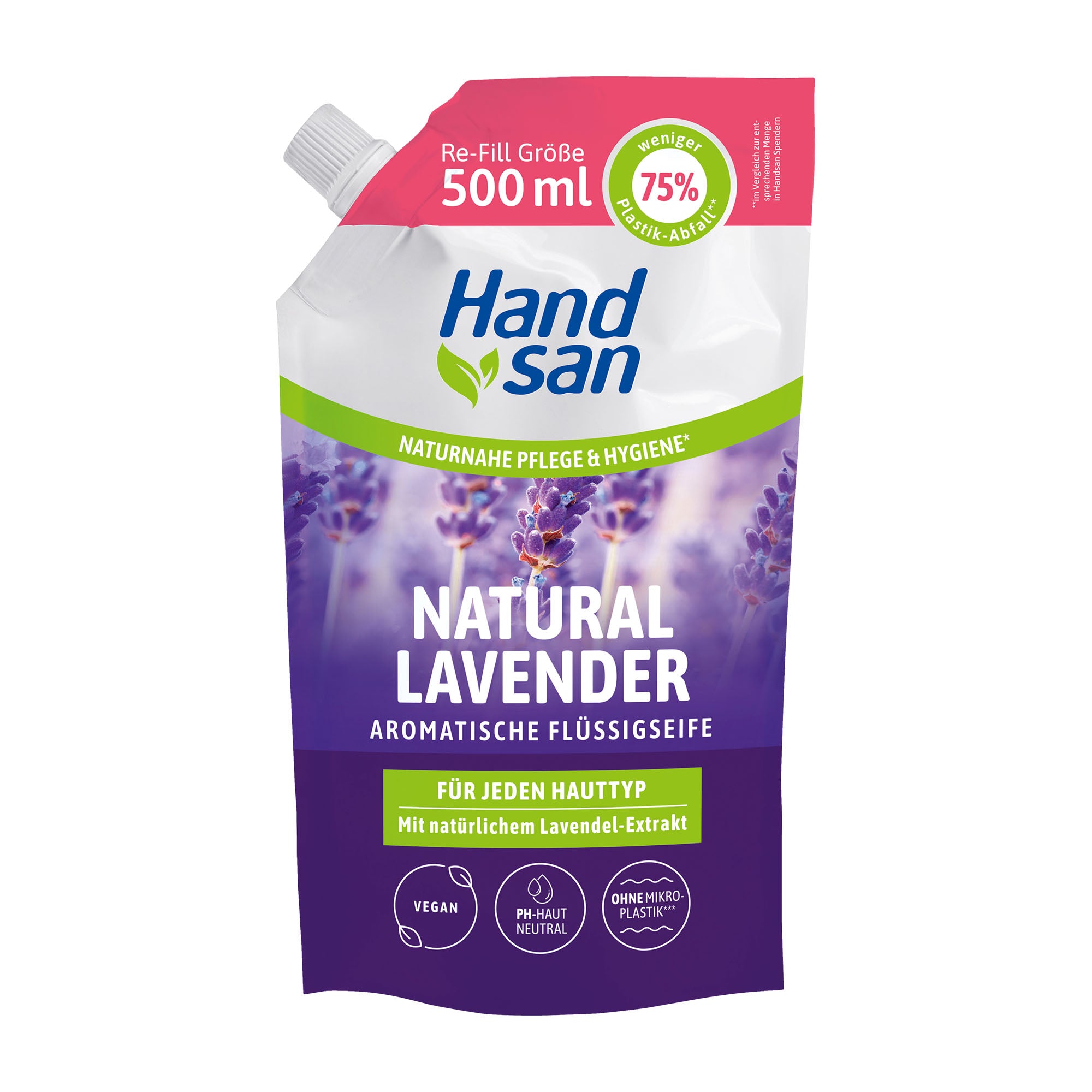 Handsan Natural Lavendel Aroma-Flüssigseife Nachfüllpackung, 500 ml