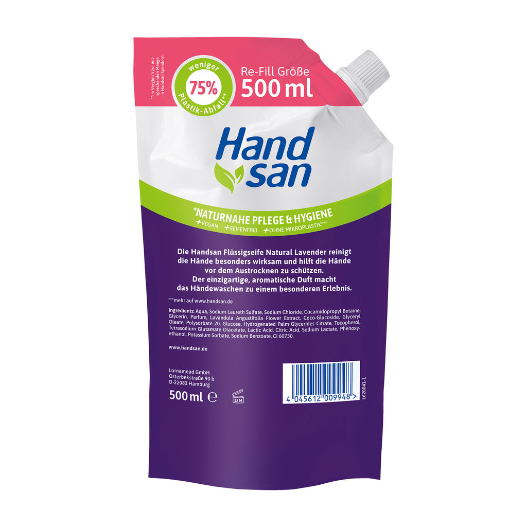 Handsan Recharge de savon liquide aromatique Natural Lavender, 500 ml