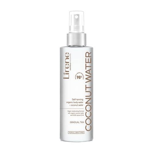 Lirene Coconut Water self-tanning body water bottle on a white background