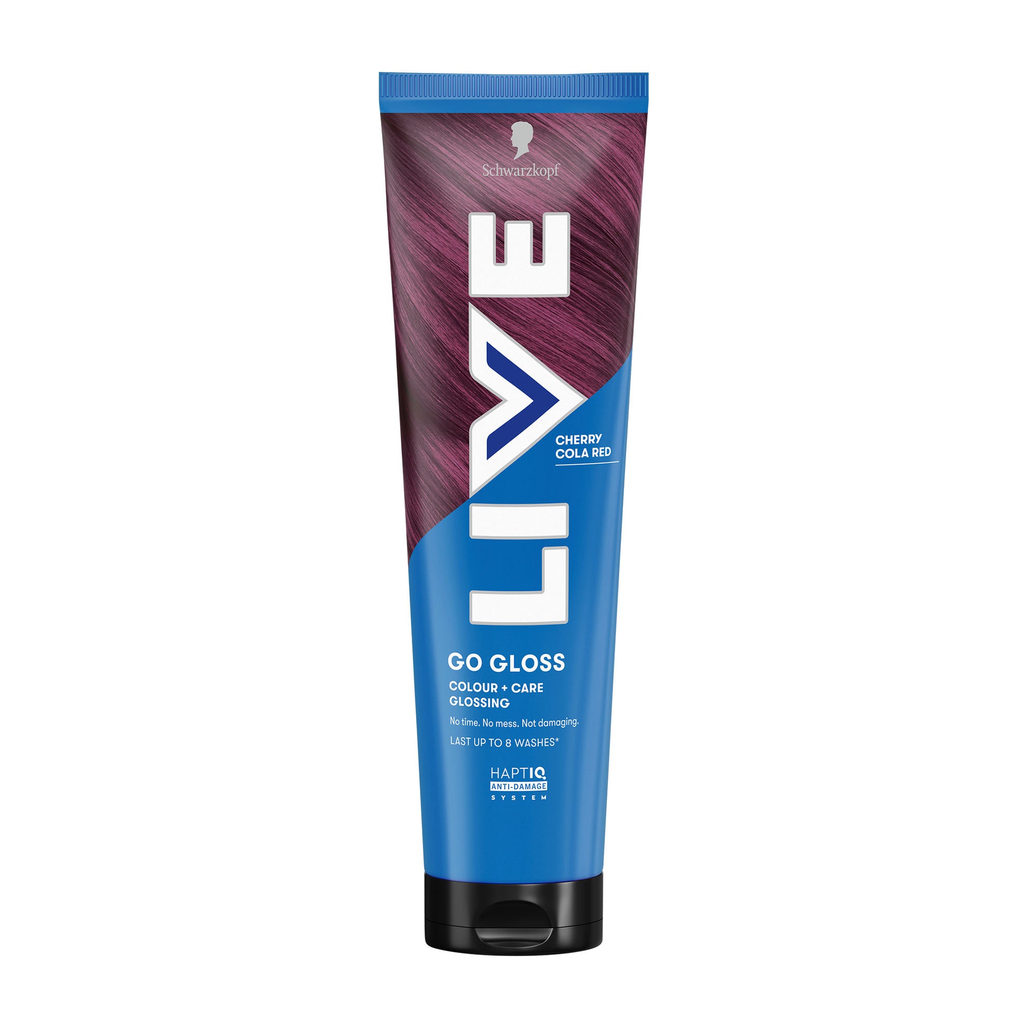 Schwarzkopf Live Go Gloss Cherry Cola Red temporary hair tube with brand logo on a white background