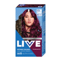 Schwarzkopf Live Intense Colour L76 Ultra Violet permanent hair color kit packaging with a model featuring ultra violet hair color on a white background