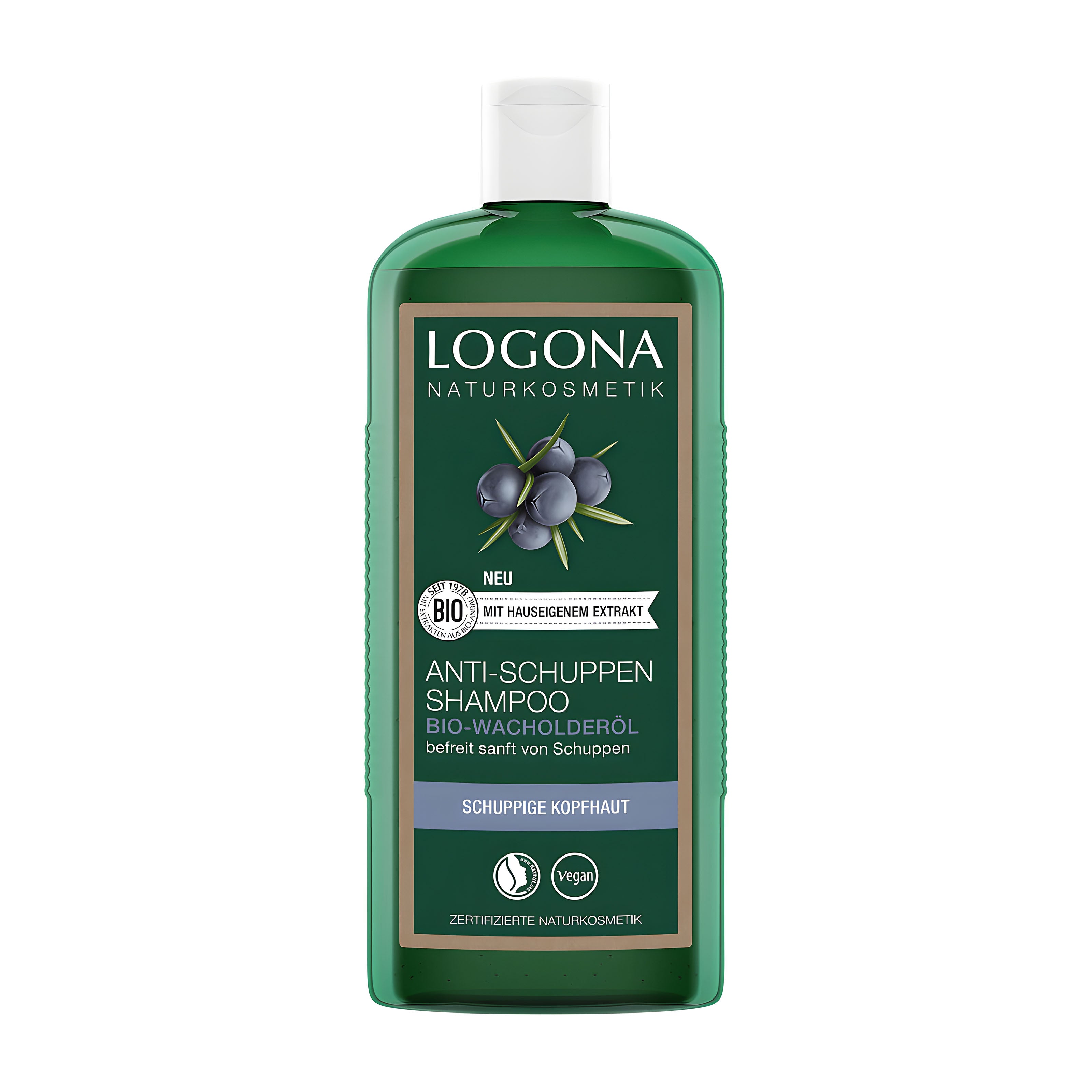 Logona Anti-Dandruff shampoo bottle on a white background