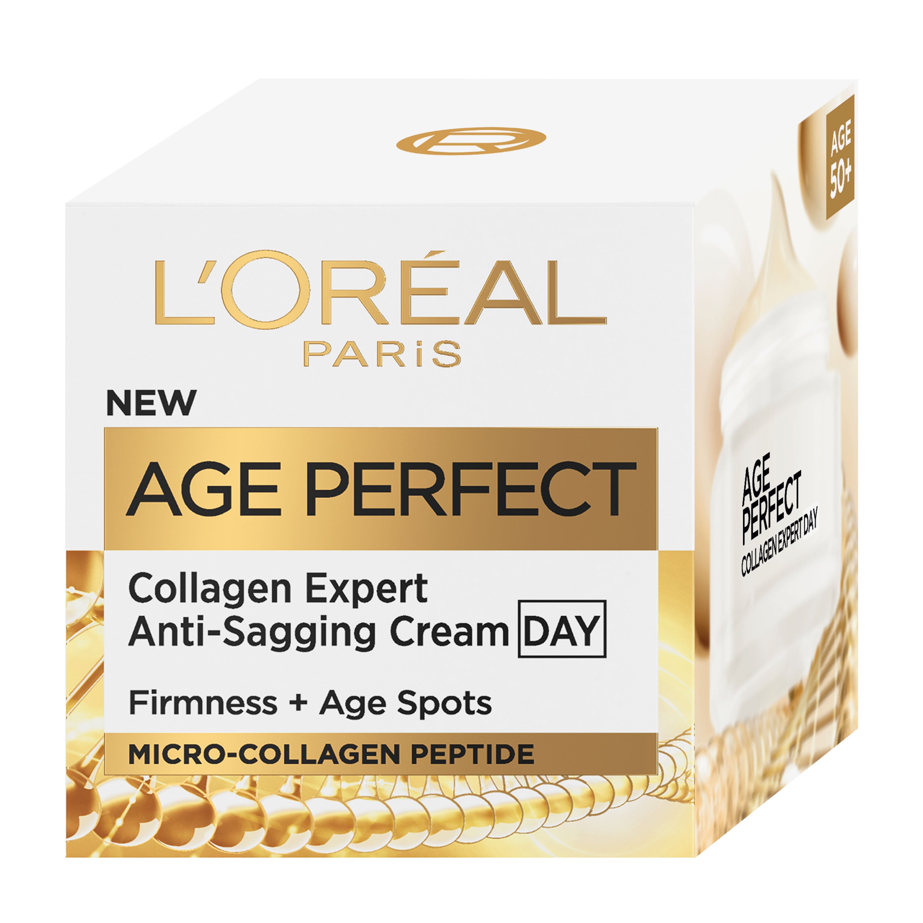 L'Oreal Paris Age Perfect Collagen Expert anti-sagging day cream packaging on a white background