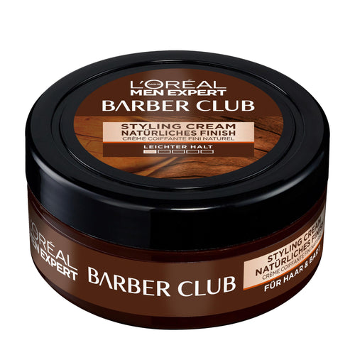 L'Oreal Paris Men Expert Barber Club styling cream jar on a white background
