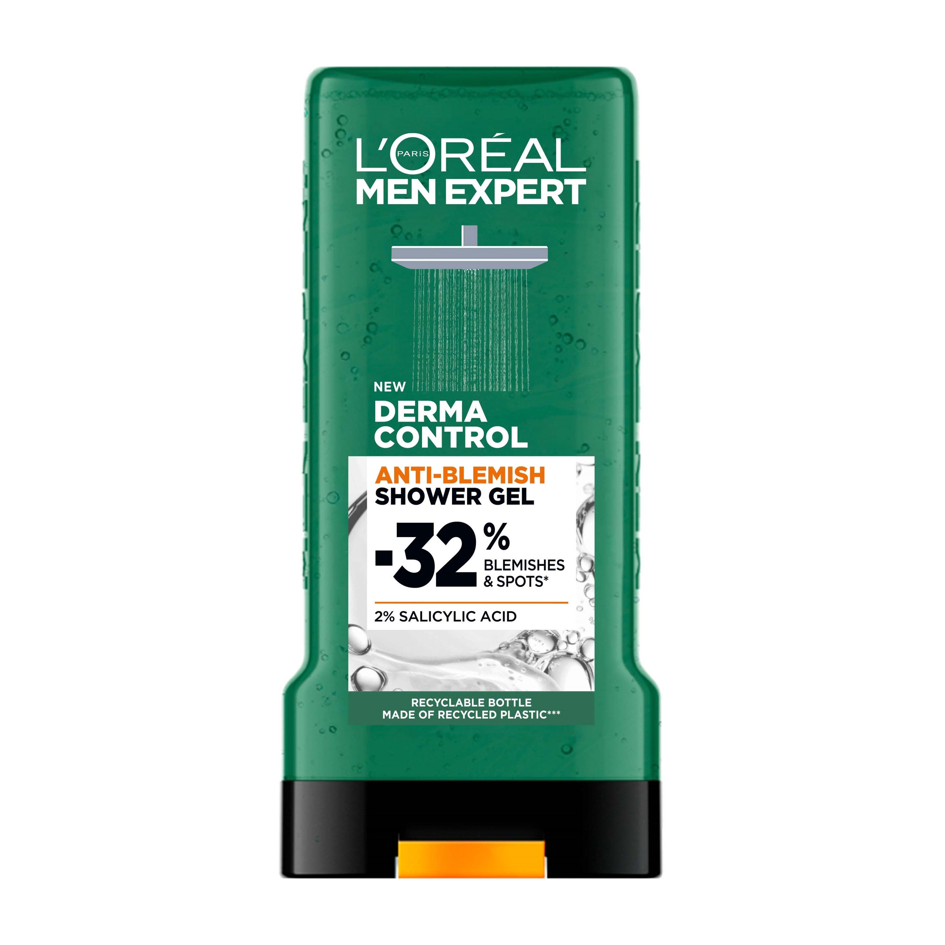 L'Oreal Paris Men Expert Derma Control Anti-Blemish Shower Gel packaging on a white background
