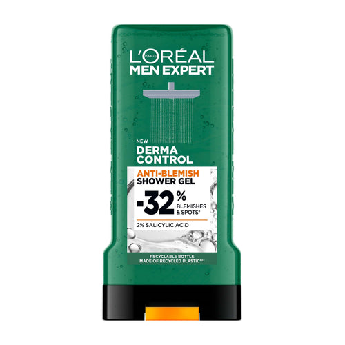 L'Oreal Paris Men Expert Derma Control Anti-Blemish Shower Gel packaging on a white background