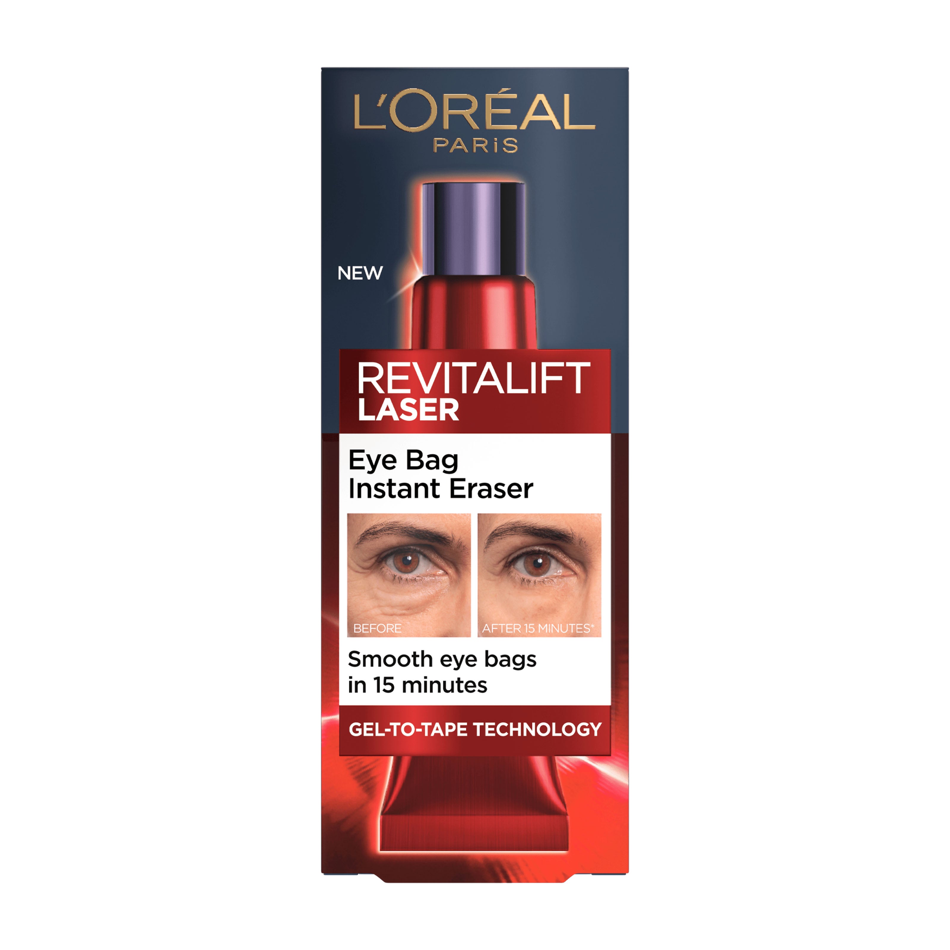 L'Oreal Revitalift Laser Eye Bag Instant Eraser packaging on a white background
