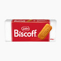 A 200g package of Lotus Biscoff cookies, featuring a red and white wrapper with a graphic of a golden-brown biscuit on a light gray background.