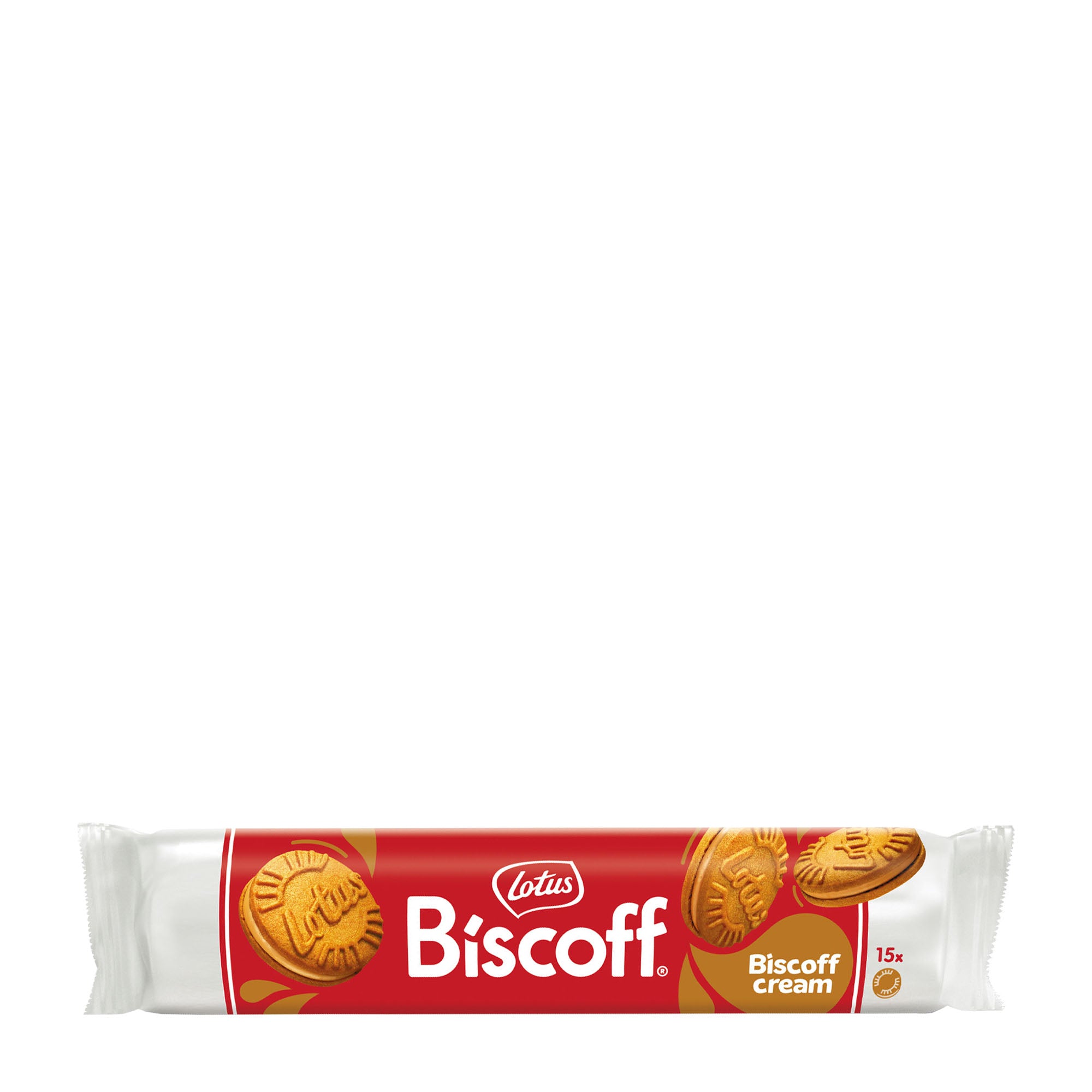 Lotus Biscoff Sandwich Cookies with Biscoff Cream packaging on a white background.