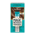 L'Oreal Paris Magic Retouch Permanent hair color packaging with brown hair sample and product image.