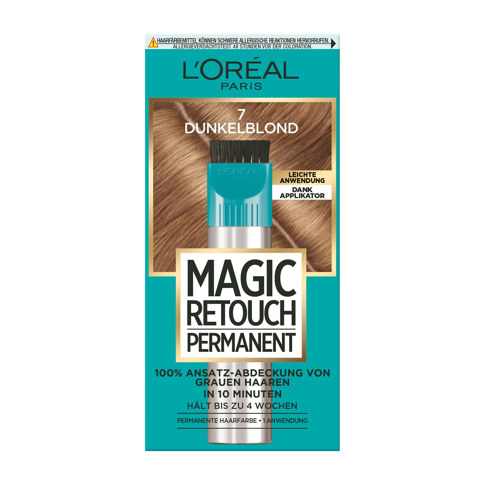 L'Oreal Paris Magic Retouch Permanent hair color packaging with blue and green design.