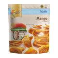Packaging of Farmer's Snack Dried Mango strips featuring the product name, image of the dried mango strips.