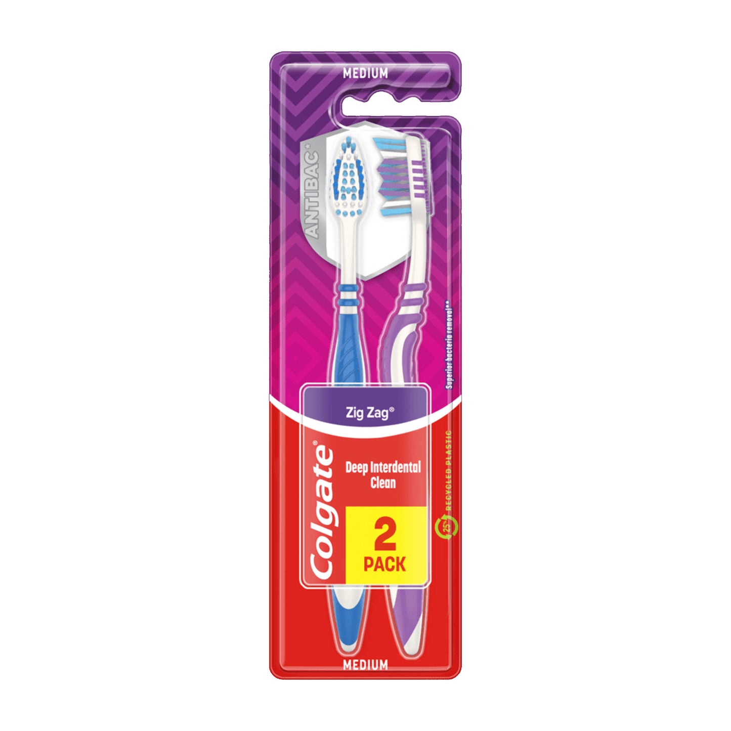 Colgate Zig Zag medium manual toothbrush, 2 Count