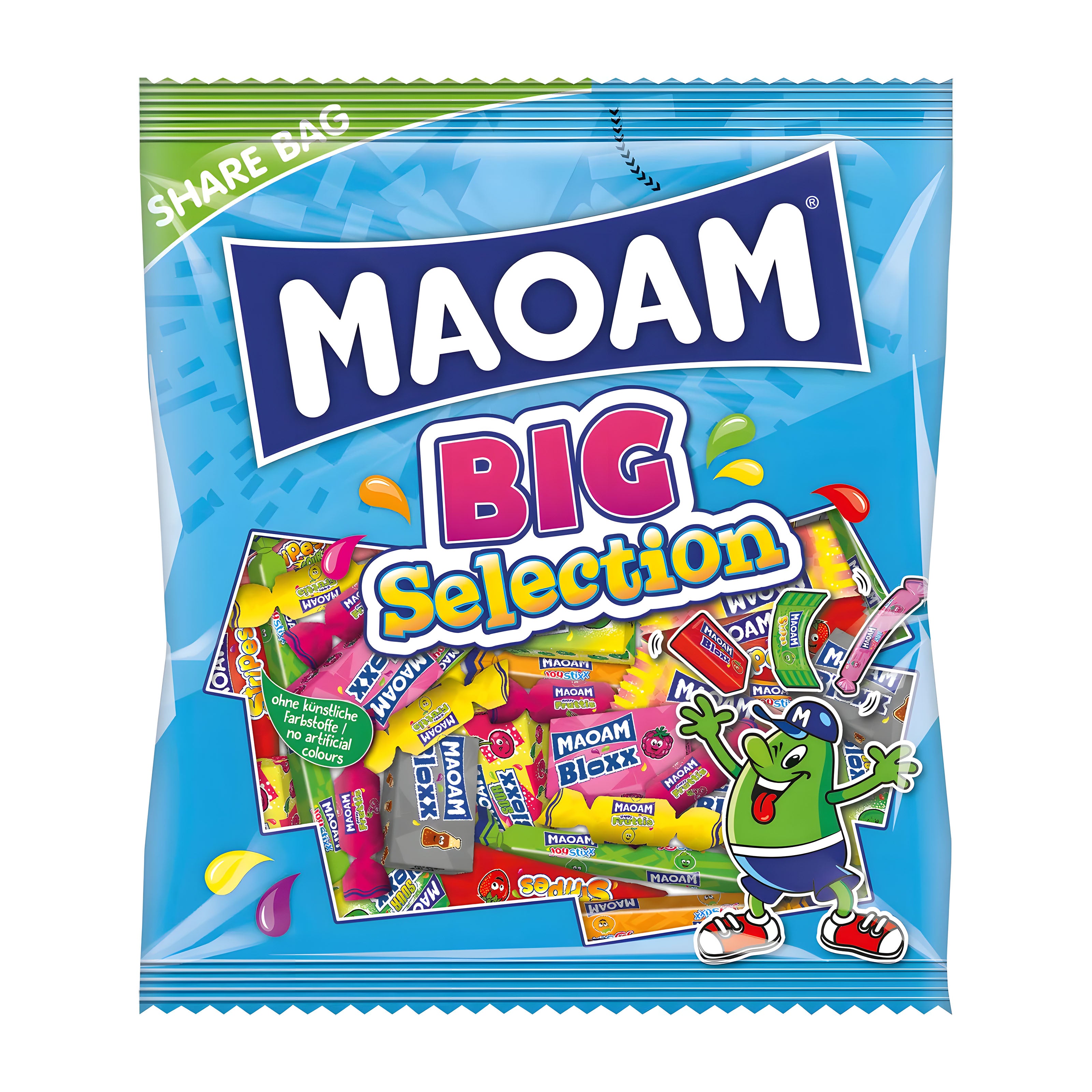 Maoam Big Selection candy bag with colorful design on a white background