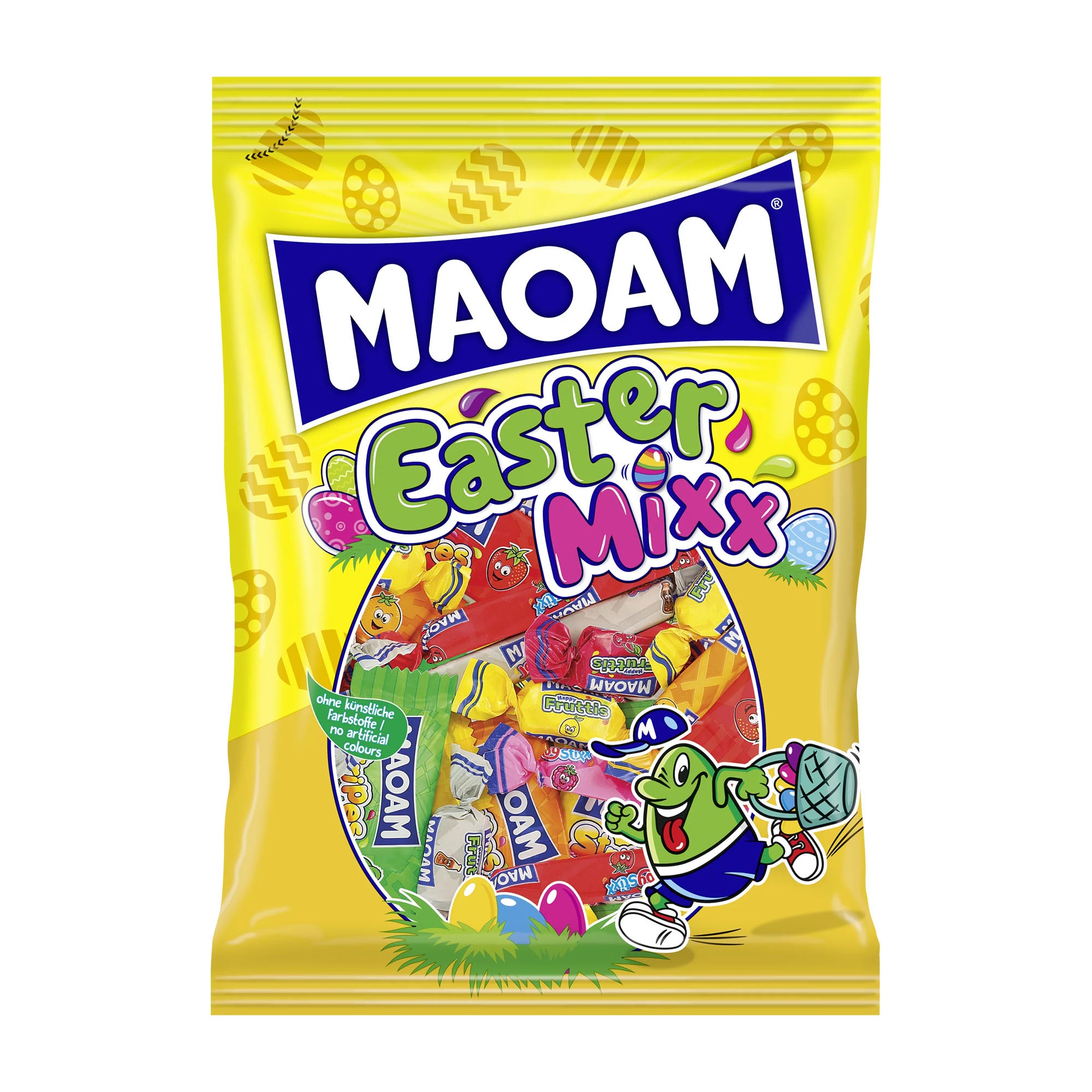 Maoam Easter Mixx chewy candy package with colorful design on a white background