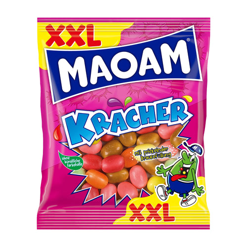 Maoam Kracher XXL candy package with colorful design on a white background