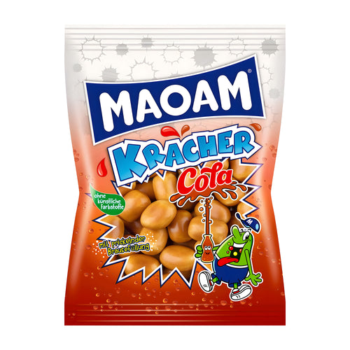 Maoam Kracher Cola chewy candy package on a white background