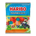 Haribo Mario Kart Veggie gummy candy package with colorful gummy characters and Luigi on a blue background.
