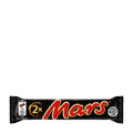 Packaging of Mars milk chocolate bar duo, showing two mini milk chocolate bars with candy cream and caramel, coated in milk chocolate.