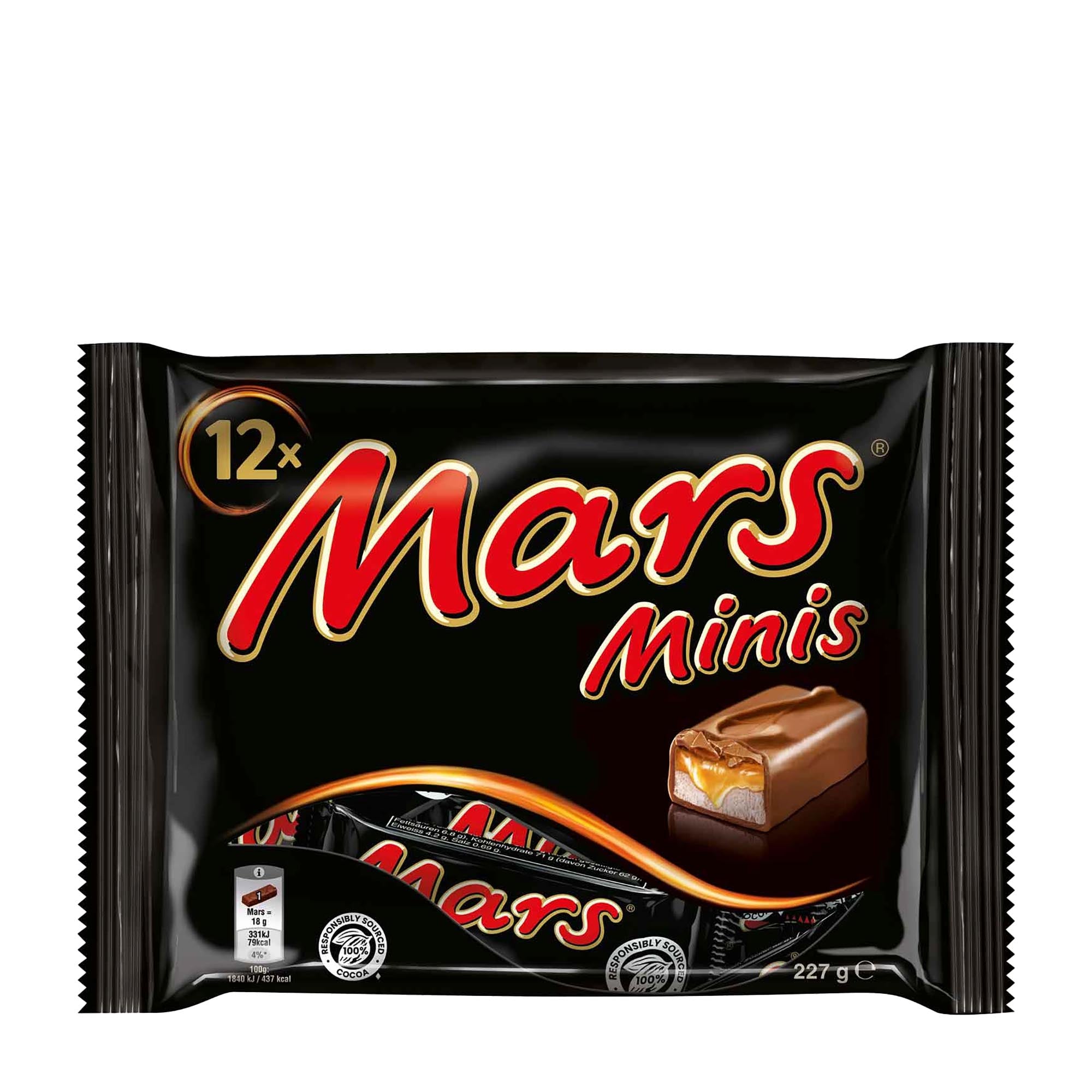 Pack of Mars Minis chocolate bars on a white background