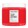 Red jar of maruderm 10% urea intense moisturizing body cream on a white background