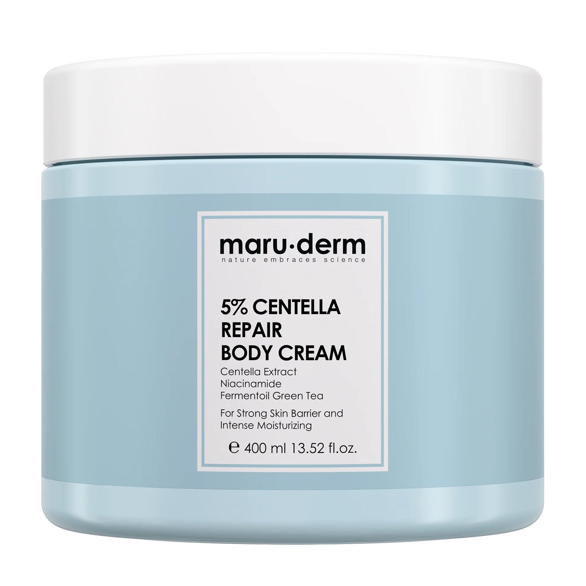 Maruderm 5% Centella Repair Body Cream jar on a white background.