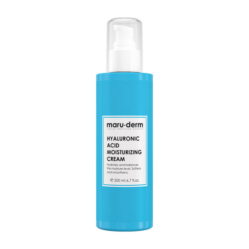 Blue bottle of Maruderm Hyaluronic Acid Moisturizing Cream on a white background