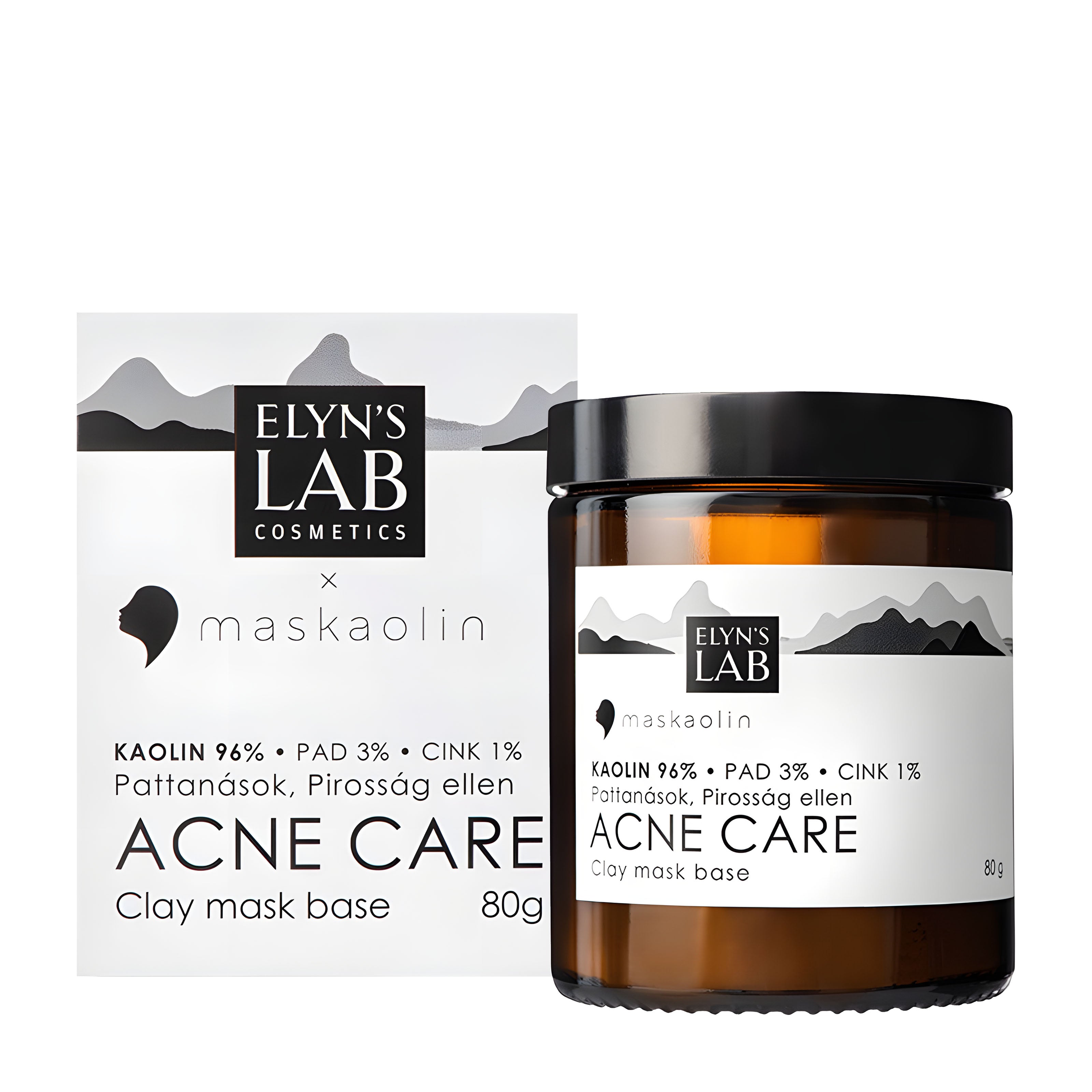Elyn's Lab Acne Care clay mask base packaging with white background