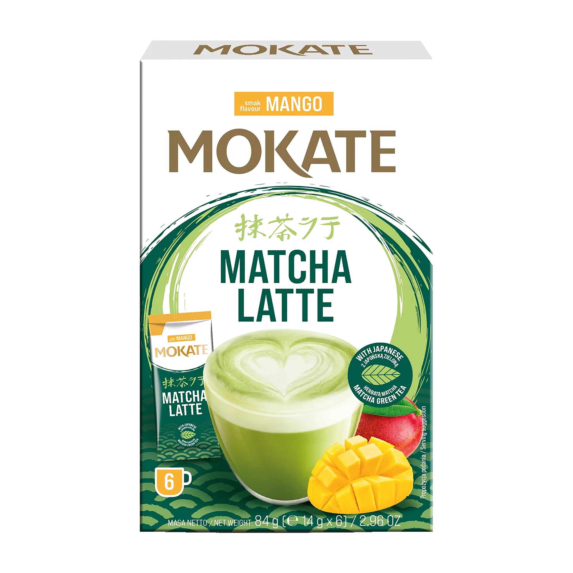 Mokate Matcha Latte mango, 6 Count