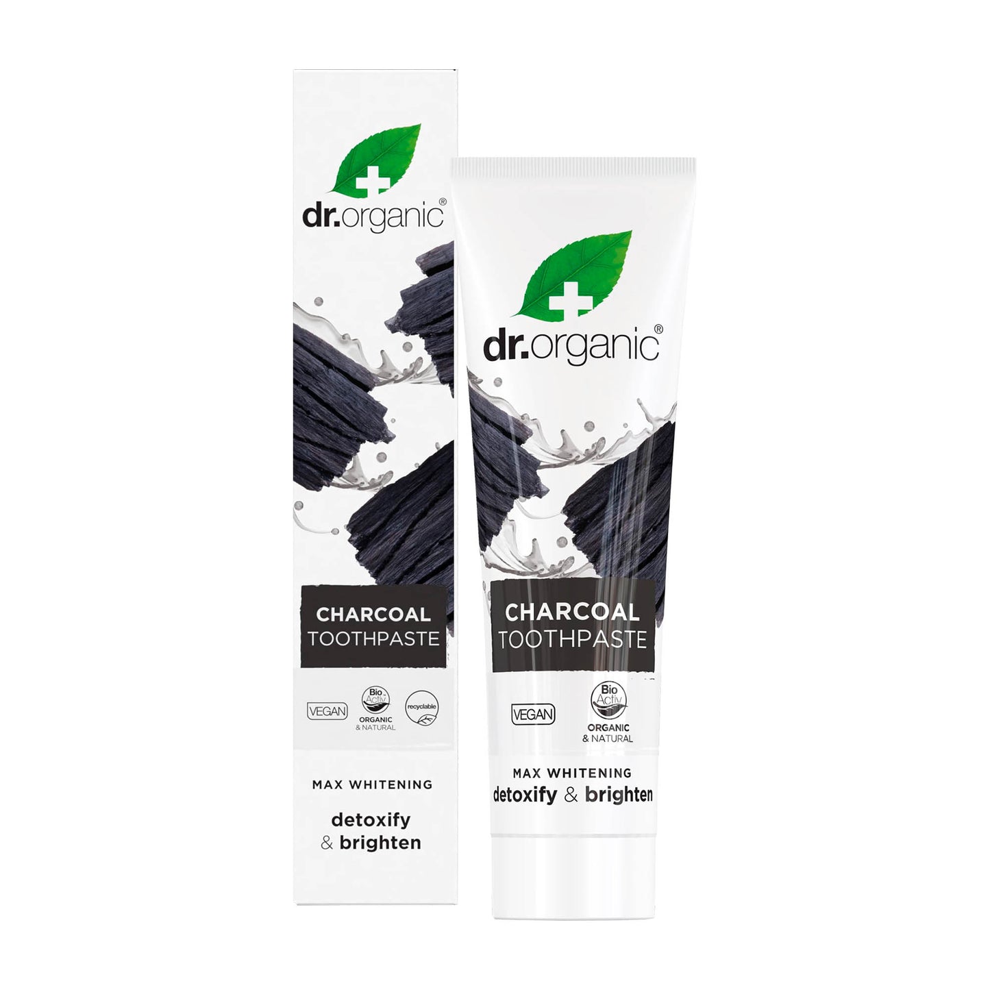 Dr Organic Max Whitening Charcoal – Zahnpasta zum Entgiften und Aufhellen, 100 ml