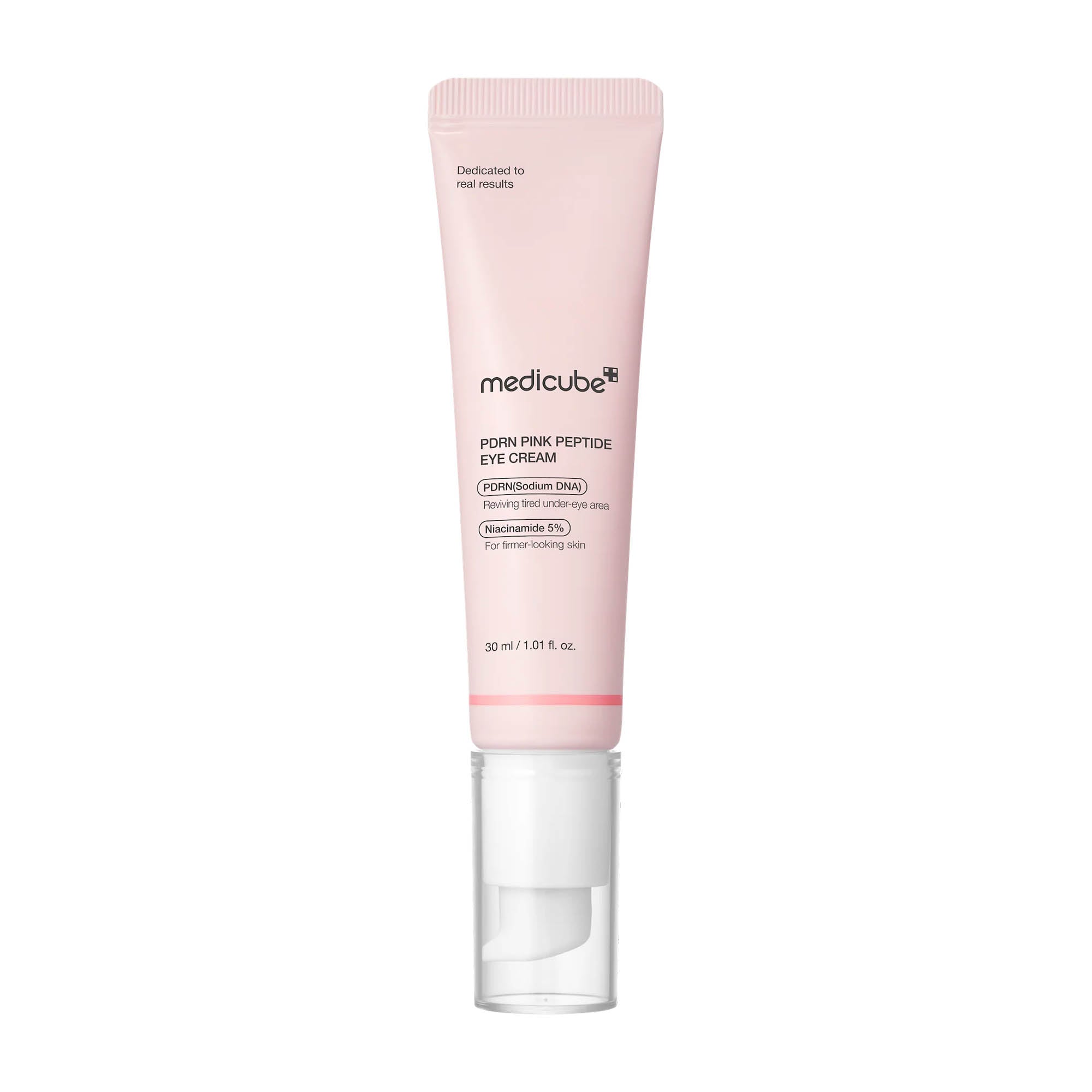 Medicube PDRN Pink Peptide Eye Cream tube on a white background