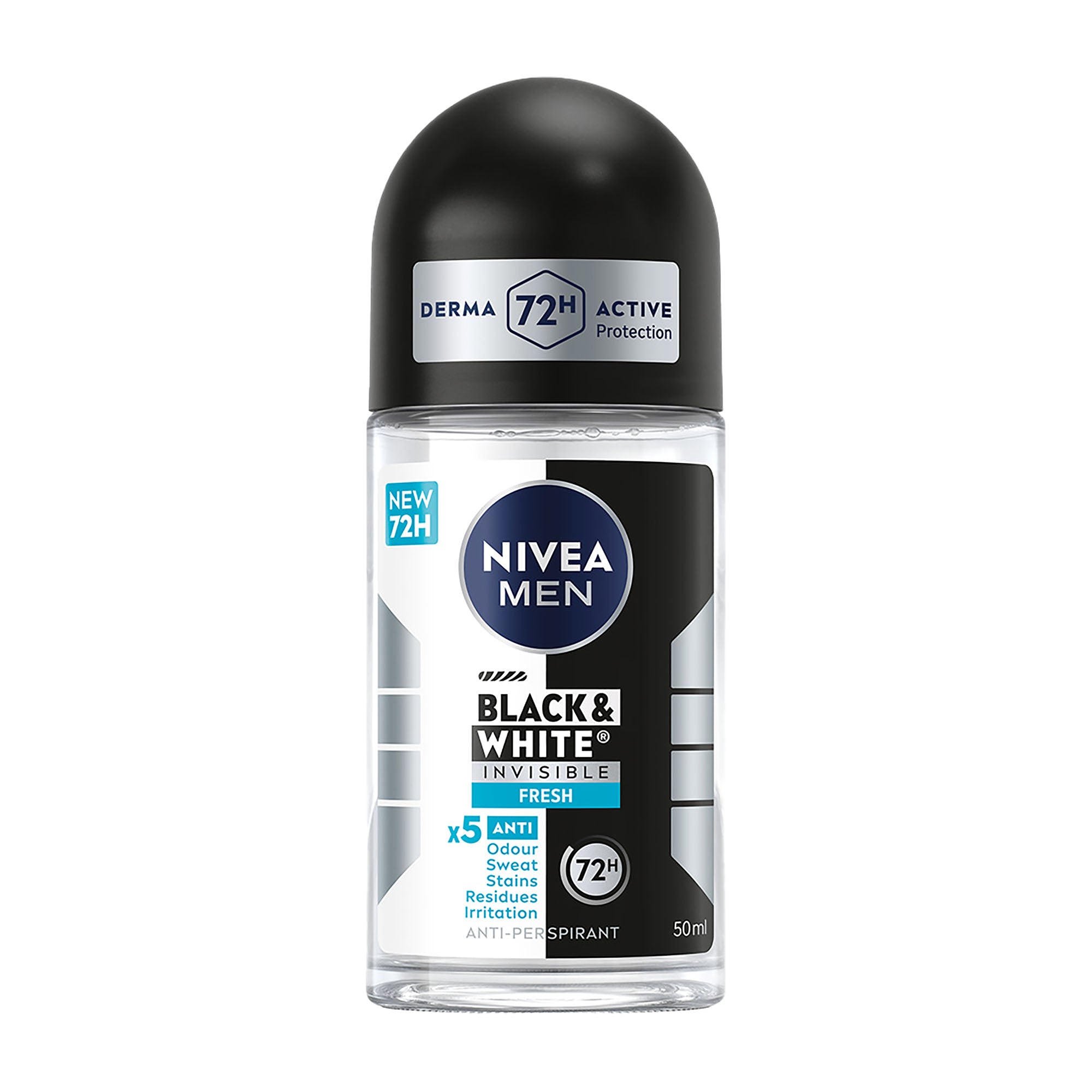 Nivea Men Black & White Invisible fresh 72h anti-perspirant roll-on, 50 mL