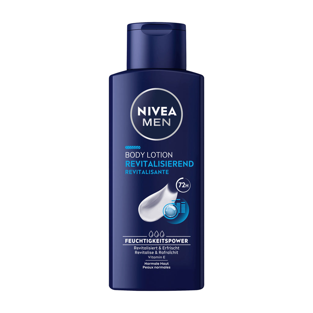 Nivea Men Revitalizing body lotion bottle on a white background