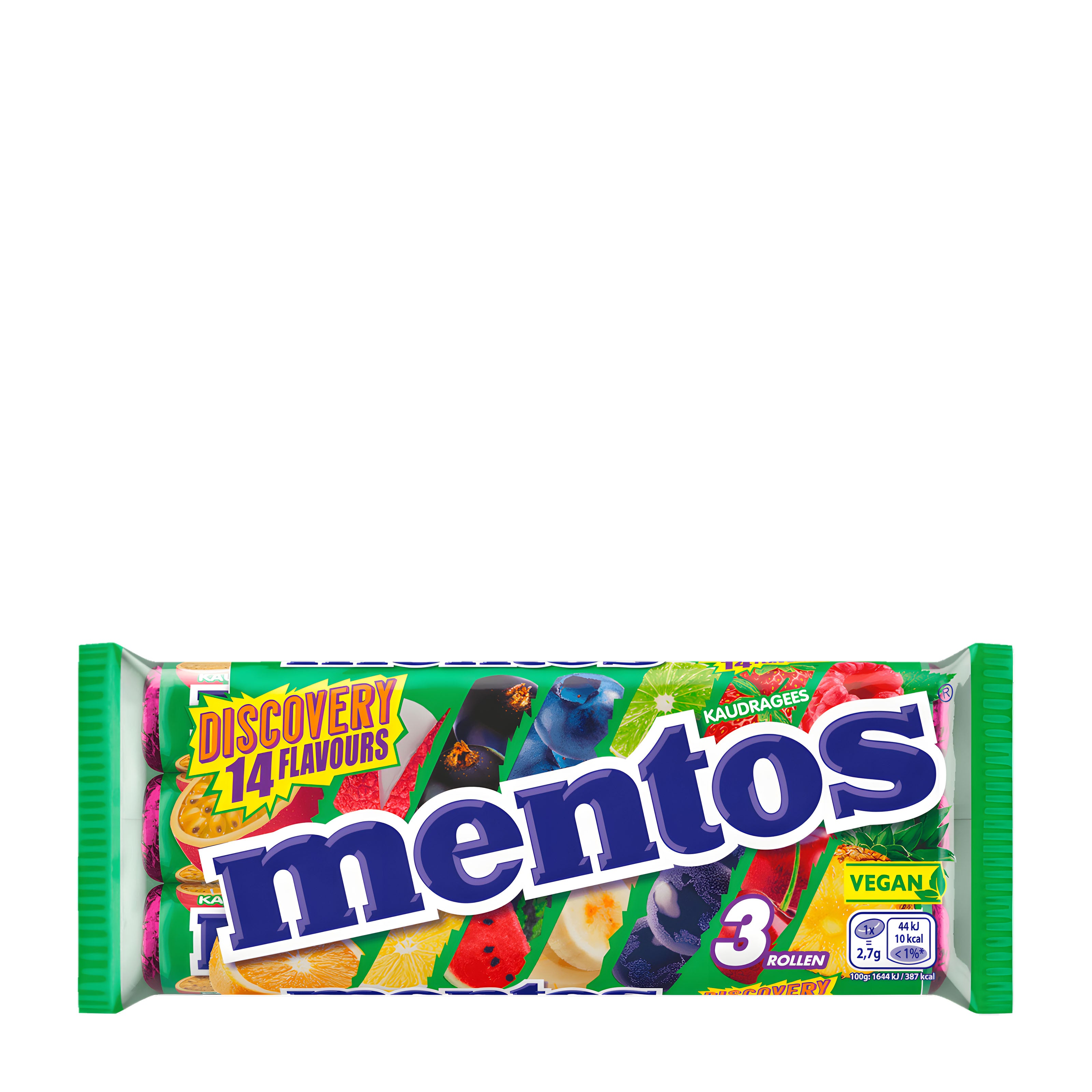 Mentos Discovery candy package with colorful design on a white background