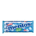 Packaging of Mentos Mint chewy dragees featuring three rolls of chewy candies with mint flavor, highlighted by soccer-themed design elements.