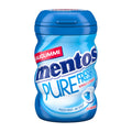 Blue container of Mentos Pure Fresh - fresh mint chewing gum on a white background