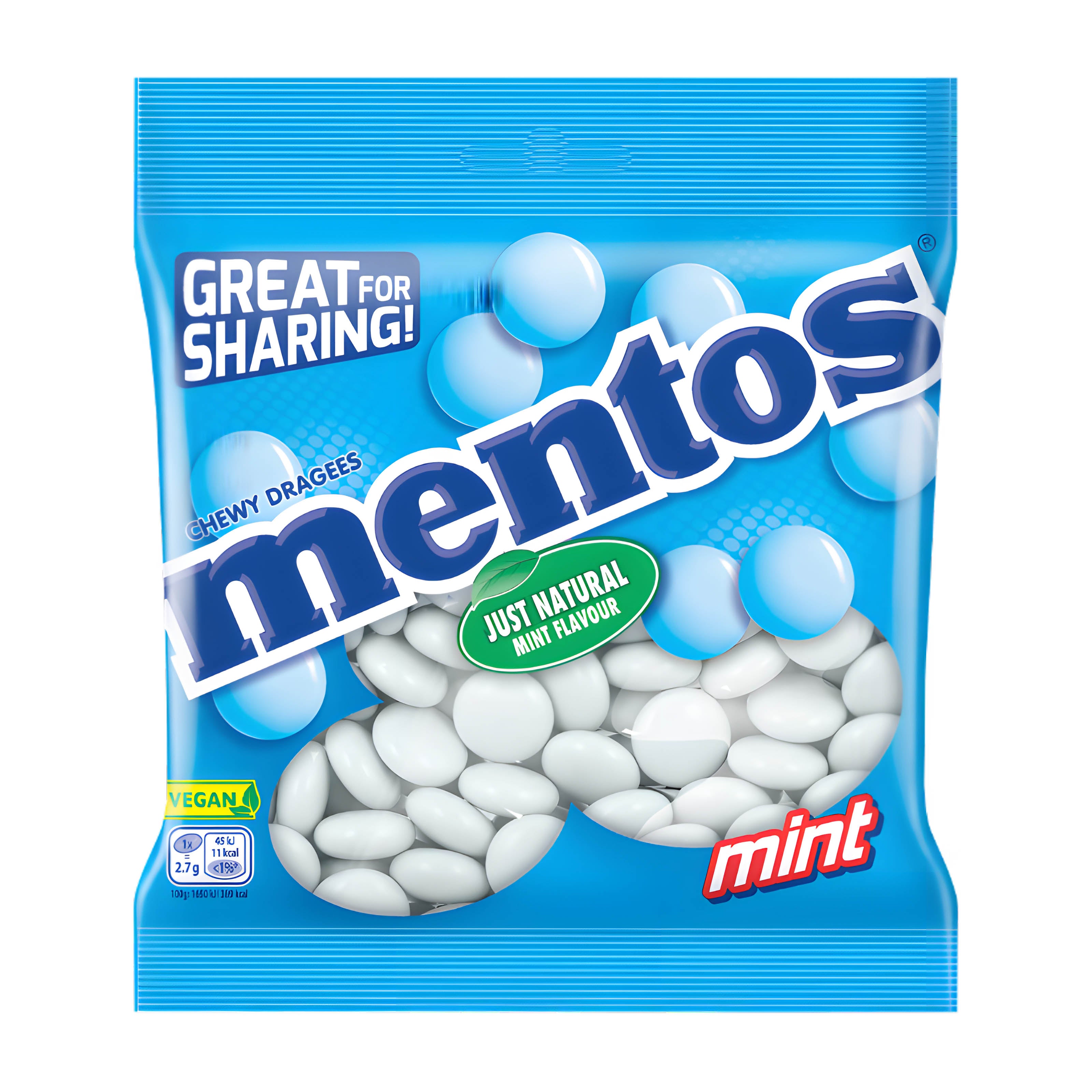 Mentos mint candy package on a white background