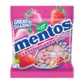 Mentos Strawberry Mix chewy dragees 150 g package on a white background
